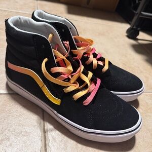 Vans Black High-Top Sneakers with Multicolored laces